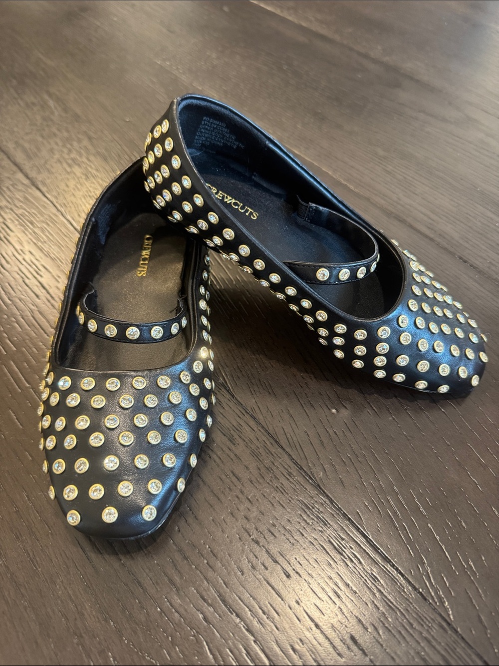 Crewcuts / J Crew Black Mary Jane Flats with Gold Stud Detailing